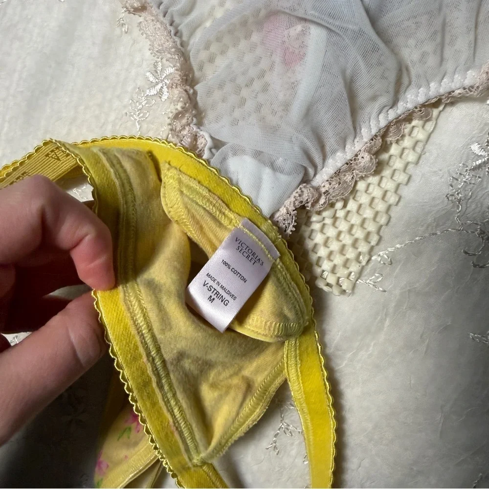 vintage victoria’s secret thong panty bundle y2k pastel lace – size s/m